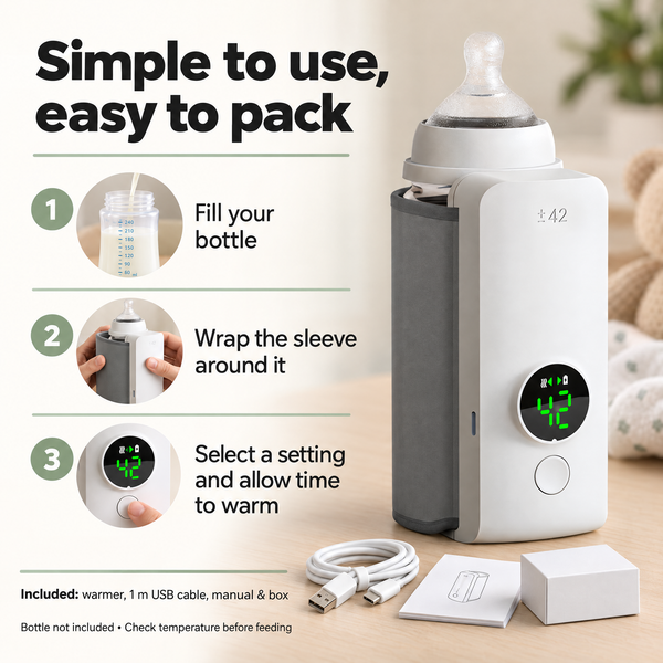 Portable Baby Bottle Warmer with Wraparound Sleeve