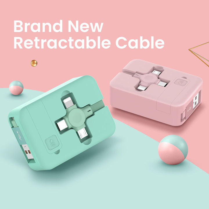 4 In 1 Retractable USB Cable Creative Macaron Type C Micro Cable For I ...