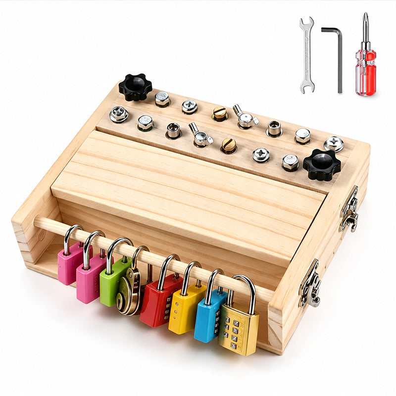 Wooden Screwdriver Lock & Key Activity Board