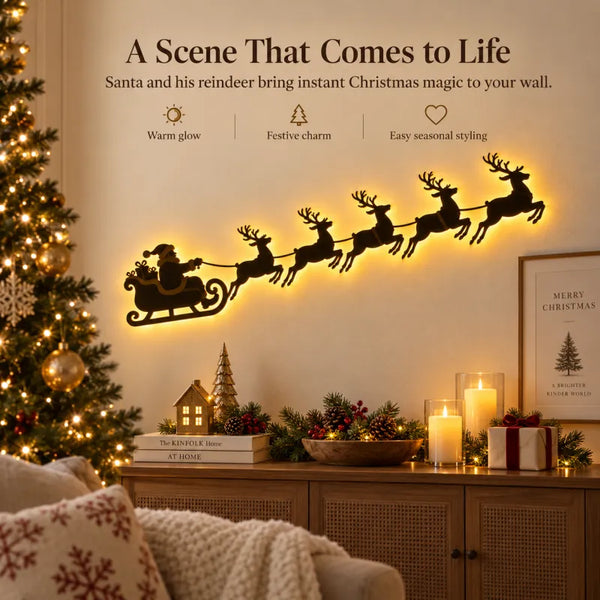 LED Christmas Santa Sleigh Wall Art