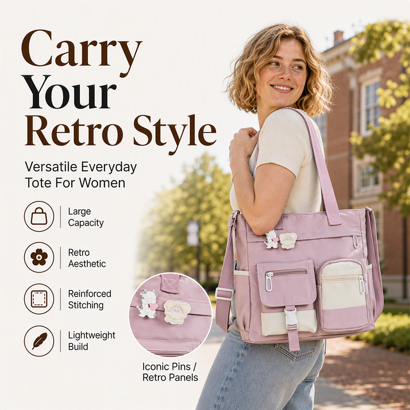 Large-Capacity Multi-Pocket Canvas Tote Bag