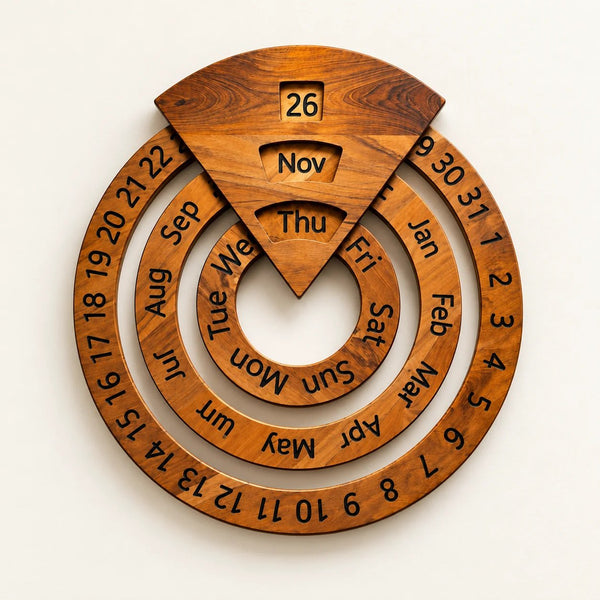 Vintage Wooden Perpetual Calendar – Timeless Desk Decor