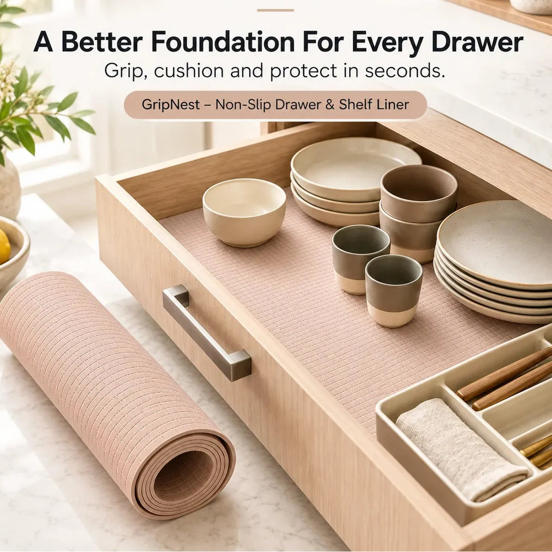 GripNest – Non-Slip Drawer & Shelf Liner