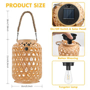 Outdoor Hanging Rattan Solar Lantern thumbnail 3