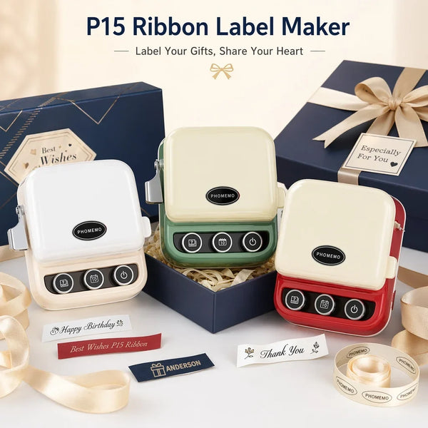 Ribbon Printer, P15 Mini Bluetooth Portable Label Maker Machine