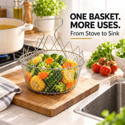 Foldable Stainless Steel Frying Basket & Colander thumbnail 2