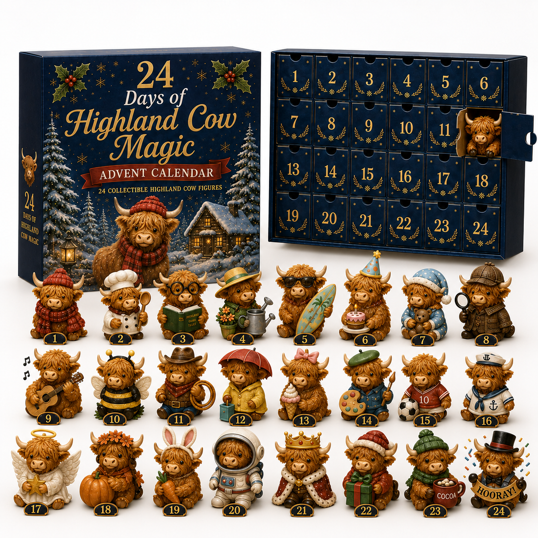 24 Days of Highland Cow Advent Calendar