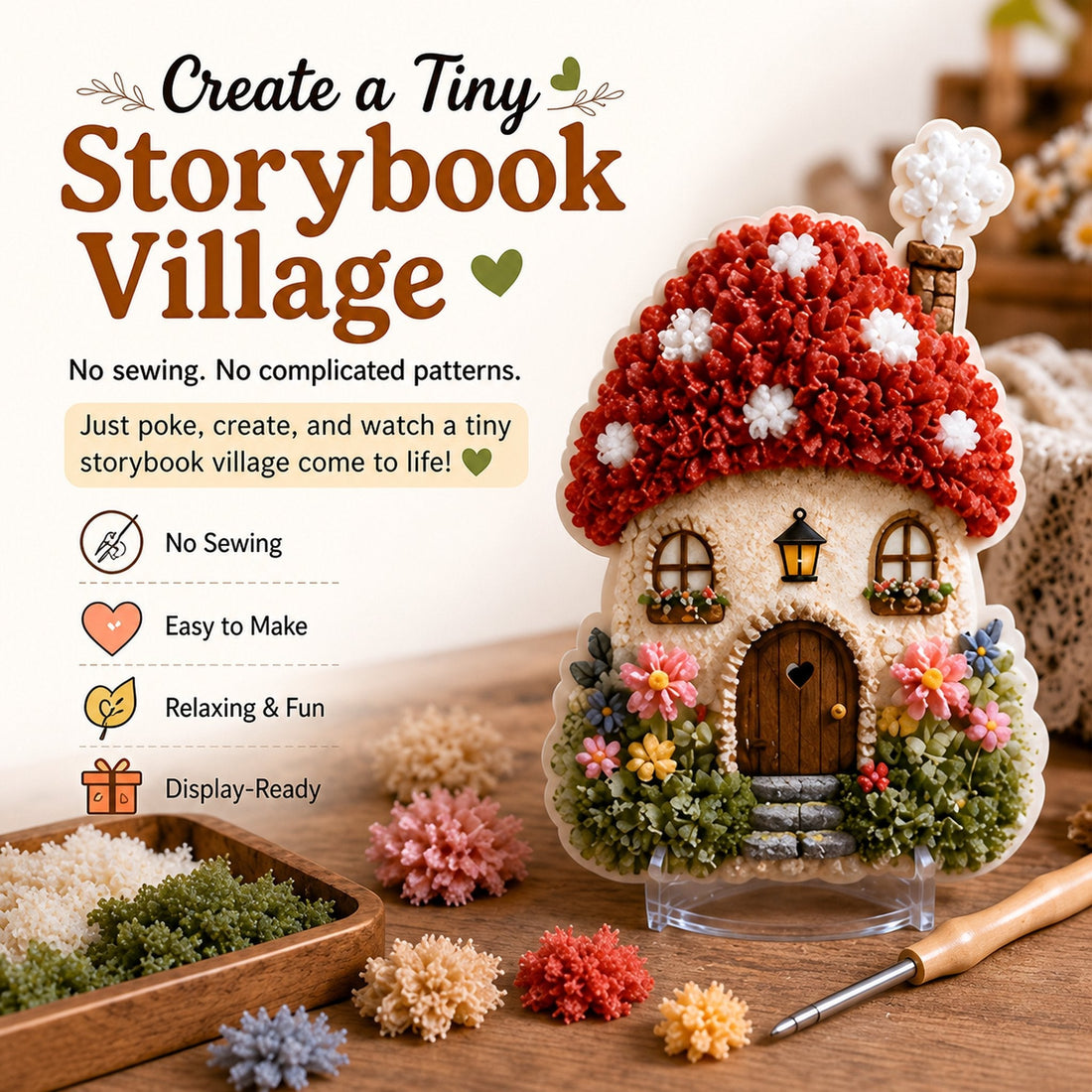 Whimsical Village 3D Fabric Poke Art Kit