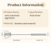 Stainless Steel Hand-Push Rotary Whisk Food-Grade Rust-Resistant Kitchen Utensil thumbnail 10