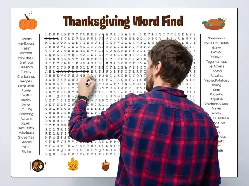 Jumbo Thanksgiving Word Search Poster