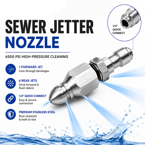 6500 PSI Stainless Steel Sewer Jetter Nozzle