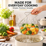 Foldable Stainless Steel Frying Basket & Colander thumbnail 7