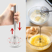 Stainless Steel Hand-Push Rotary Whisk Food-Grade Rust-Resistant Kitchen Utensil thumbnail 5