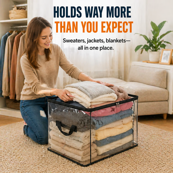 Large Heavy-Duty Thick Plastic Clear Storage Bag for Clothes, Moving & Storage