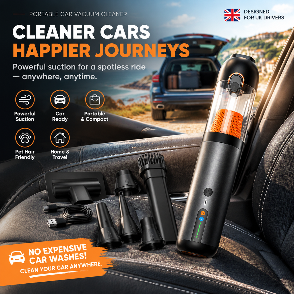 Portable Handheld Car Vacuum Cleaner — 120W Cordless Mini Vac with 20000Pa Suction