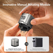 Global Travel Charger (70W, 3-Port, GaN, Integrated Rotary Plug) thumbnail 5