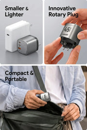 Global Travel Charger (45W, 3-Port, GaN, Integrated Rotary Plug) thumbnail 8