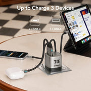 Global Travel Charger (70W, 3-Port, GaN, Integrated Rotary Plug) thumbnail 4
