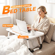Foldable Laptop Bed Table with Cup Holder thumbnail 1
