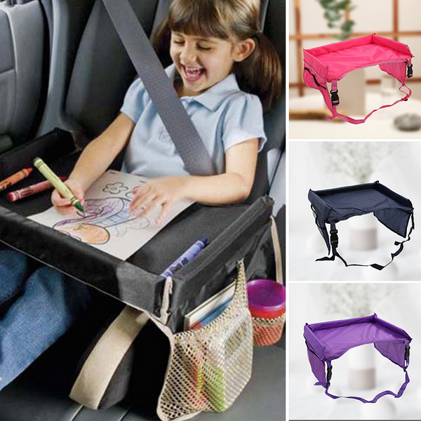 Kids Travel Tray for Car: Multi-Purpose, Mesh Pockets, Sponge Padding, Portable