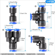 1/4 Inch Pneumatic Push-to-Connect Air Hose Fittings Kit thumbnail 7